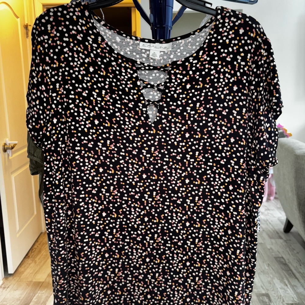 Emaline Black and White Cut Out Blouse
